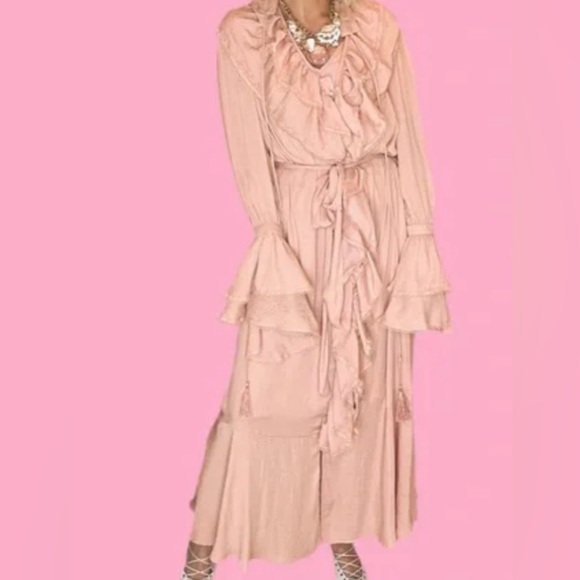 beulah style Dresses & Skirts - Pink Maxi Dress with ruffles NWT